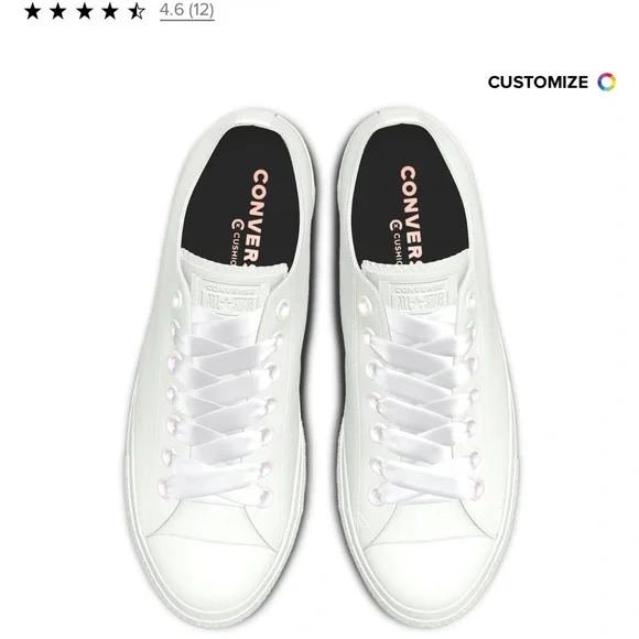 NEW 7. Custom Chuck Taylor All Star Lift Platform Wedding White - Picture 3 of 6